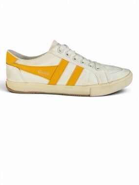 GOLA Off White Yellow Stratus Sneakers Retro Plimsoll Casual Shoes size 8